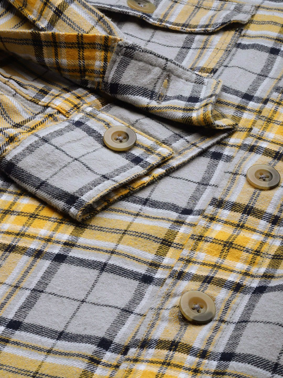 The Indian Garage Co Men Checkered Hooded Shirt with Double Flap Pockets - Image 3