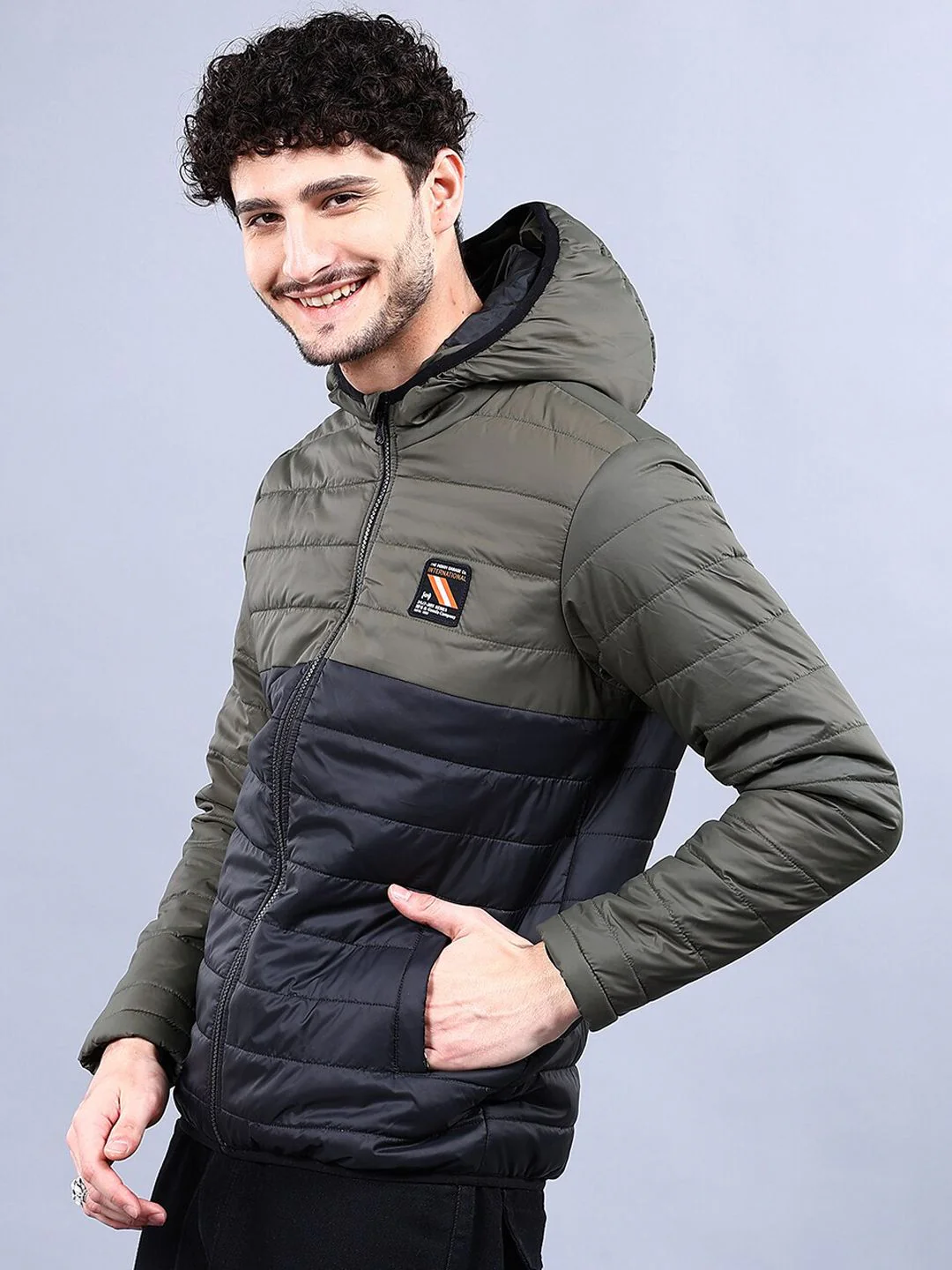 The Indian Garage Co Men Colourblock Regular Fit Hooded Puffer Jacket - Image 3