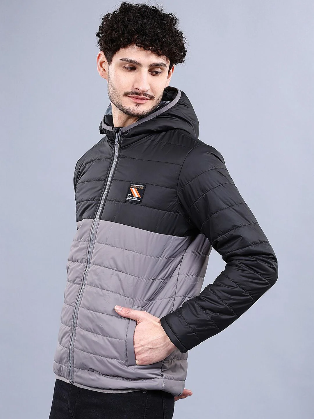 The Indian Garage Co Men Colourblock Regular Fit Hooded Puffer Jacket - Image 3