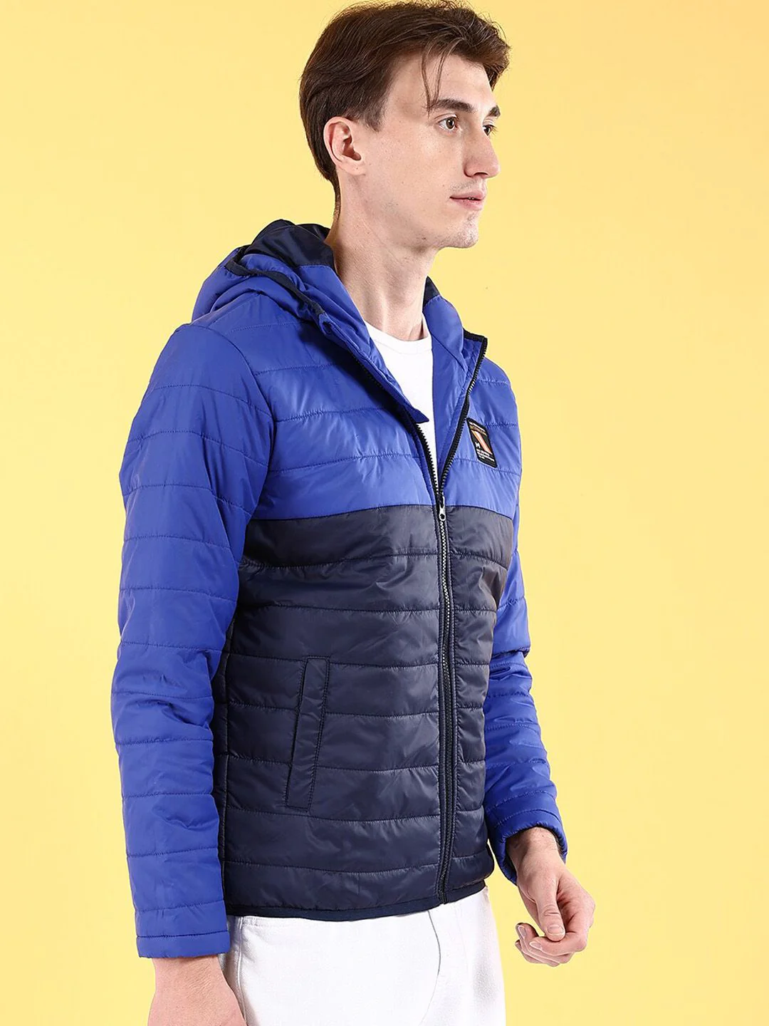 The Indian Garage Co Men Colourblock Regular Fit Hooded Puffer Jacket - Image 3