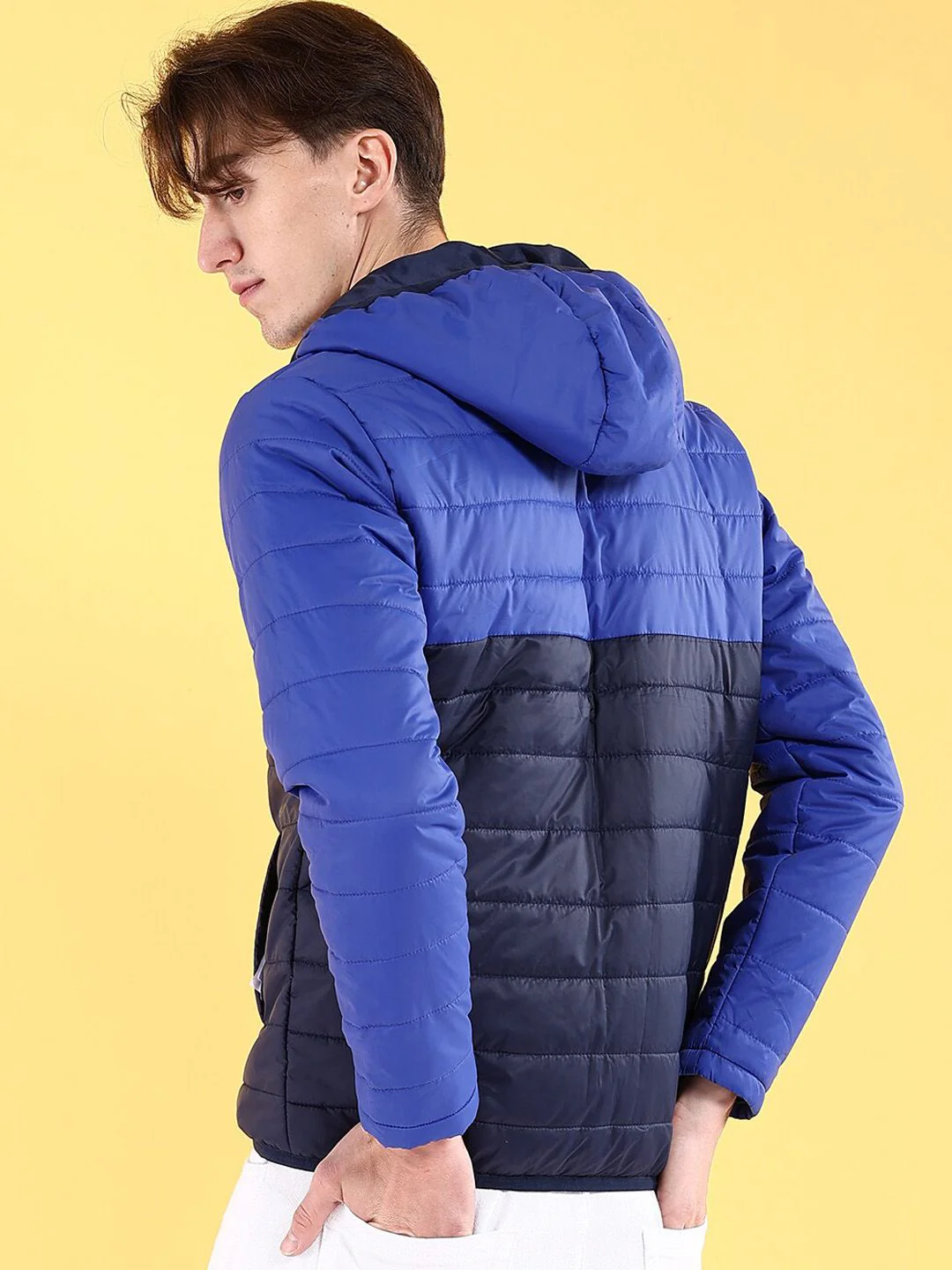 The Indian Garage Co Men Colourblock Regular Fit Hooded Puffer Jacket - Image 5