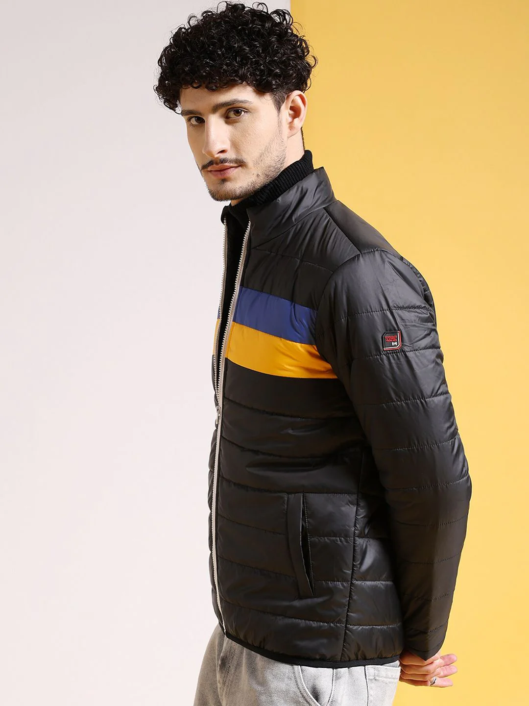 The Indian Garage Co Men Colourblock Regular Fit Puffer Jacket - Image 3