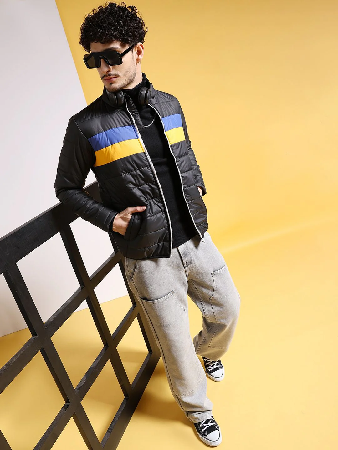 The Indian Garage Co Men Colourblock Regular Fit Puffer Jacket - Image 4