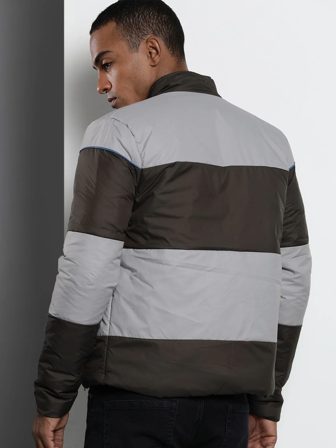 The Indian Garage Co Men Colourblock Slim Fit Bomber Jacket - Image 5