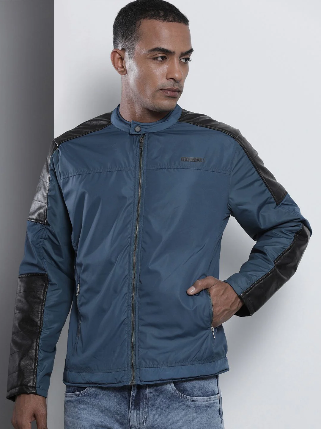The Indian Garage Co Men Colourblock Slim Fit Bomber Jacket - Image 3
