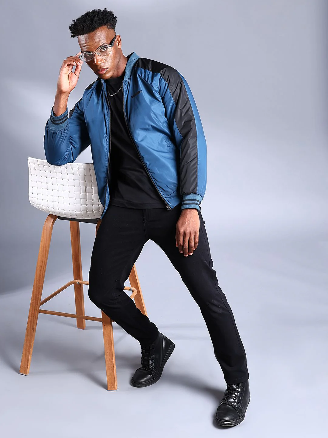 The Indian Garage Co Men Colourblock Slim Fit Bomber Jacket - Image 4