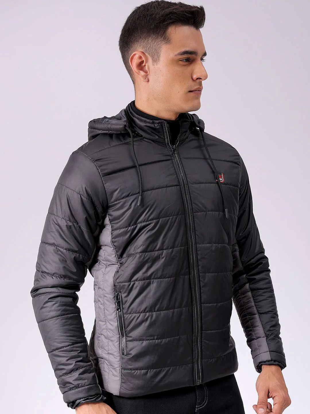 The Indian Garage Co Men Colourblock Slim Fit Hooded Puffer Jacket - Image 3