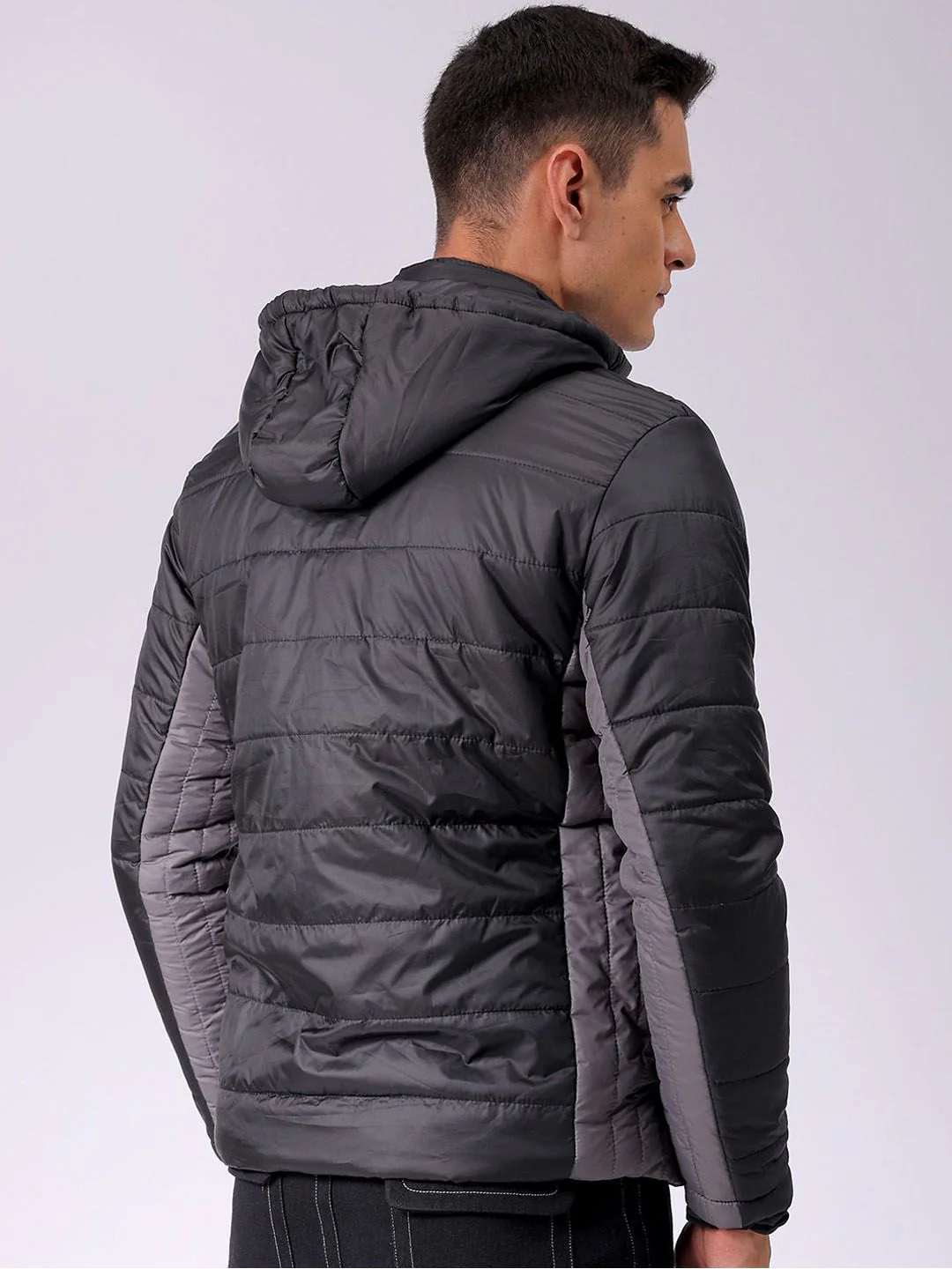 The Indian Garage Co Men Colourblock Slim Fit Hooded Puffer Jacket - Image 4