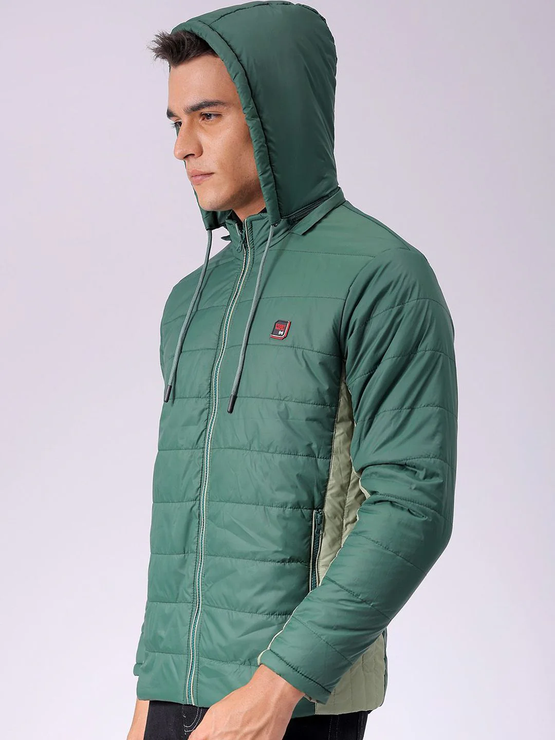 The Indian Garage Co Men Colourblock Slim Fit Hooded Puffer Jacket - Image 6