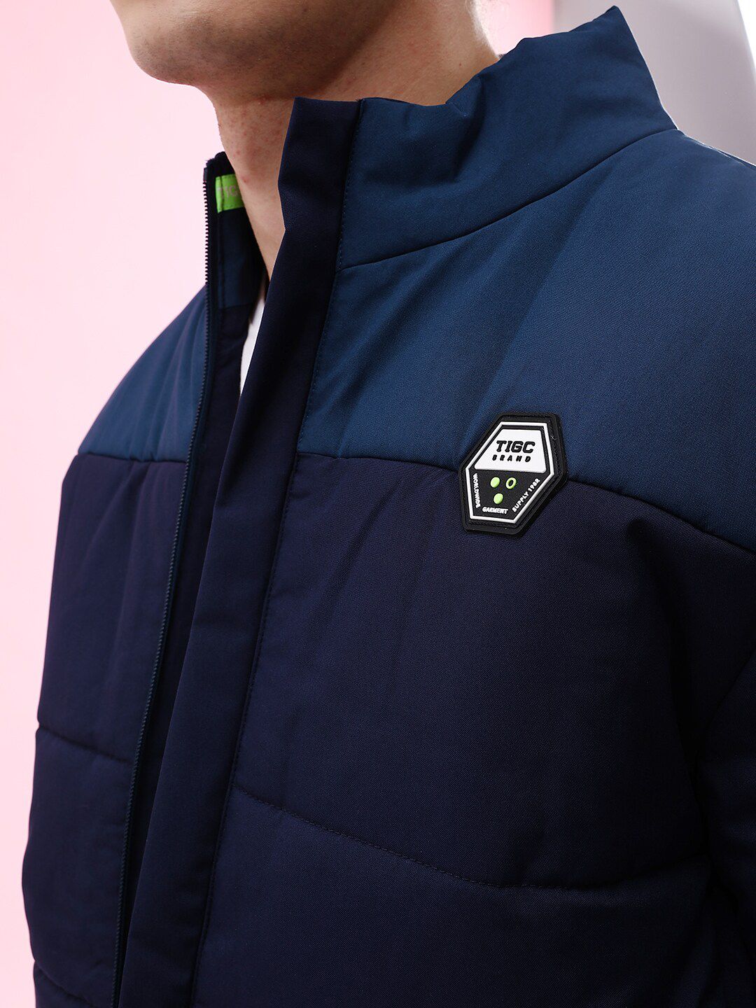 The Indian Garage Co Men Colourblock Zip-Front Regular Fit Puffer Jacket - Image 2