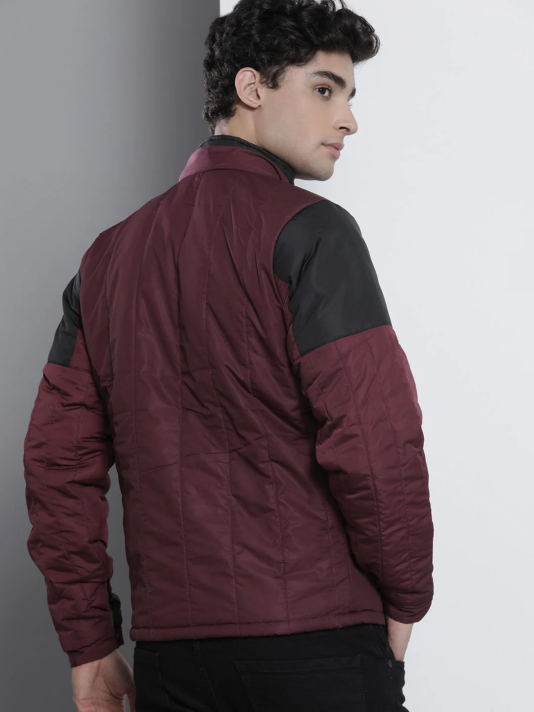 The Indian Garage Co Men Colourblock Zip-Front Slim Fit Bomber Jacket with Detachable Hood - Image 5