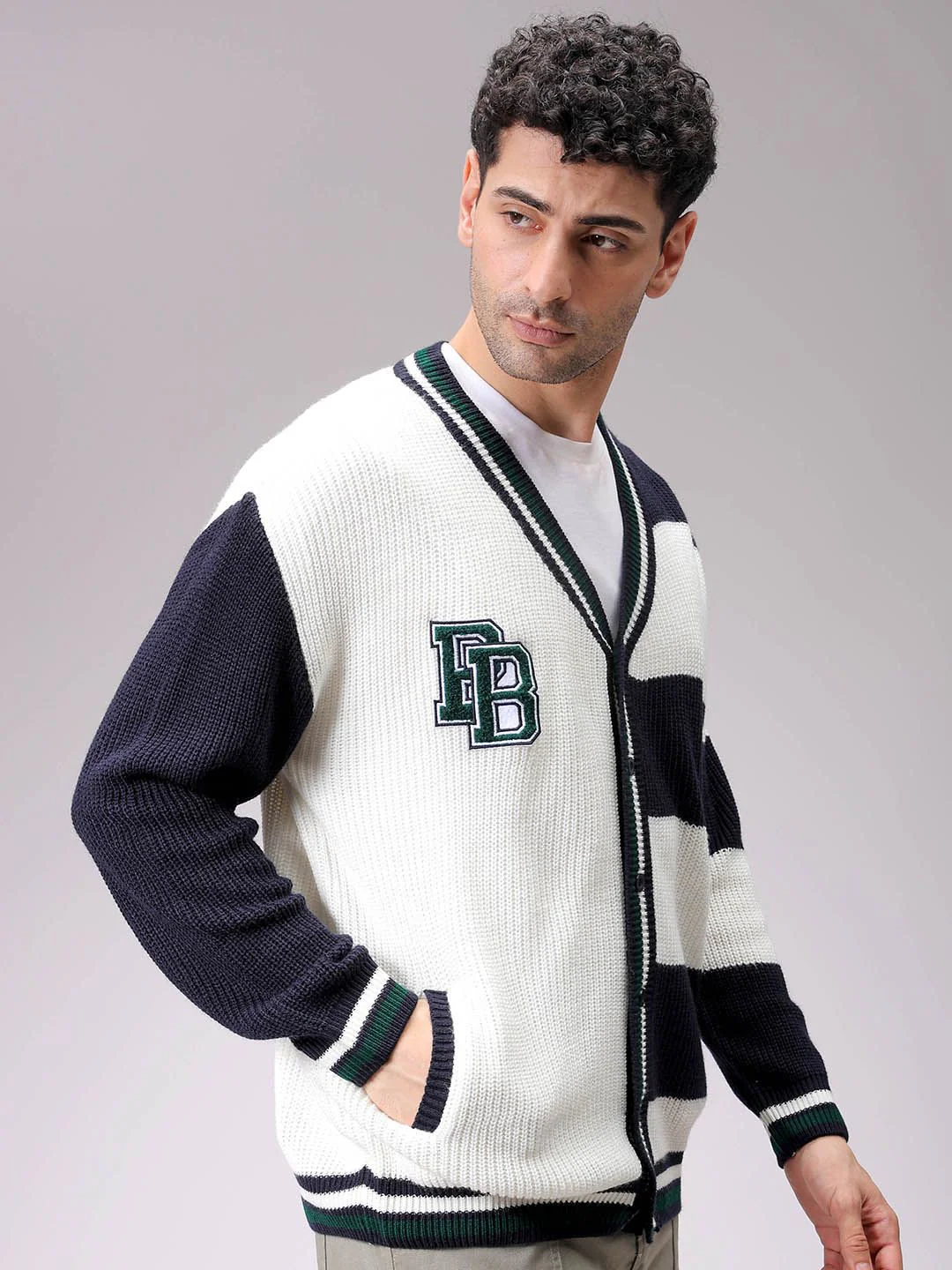 The Indian Garage Co Men Colourblocked Cardigan - Image 3