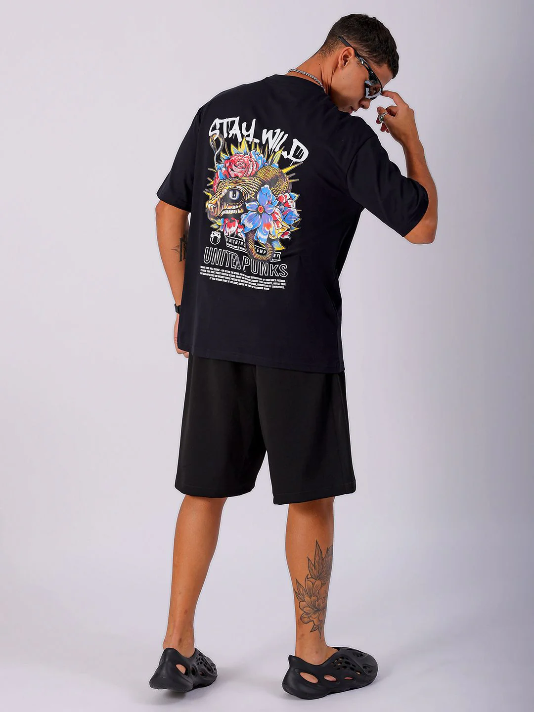 The Indian Garage Co Men Cotton Back Printed Boxy Oversized Round Neck T-shirt - Image 7