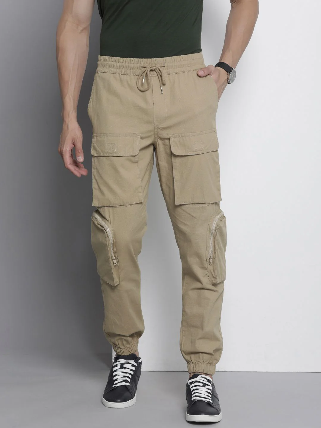The Indian Garage Co Men Cotton Cargos Trousers - Image 3