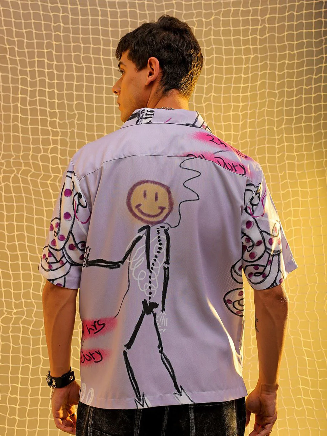 The Indian Garage Co Men Cuban Collar Graphic Printed Oversized Casual Shirt - Image 4