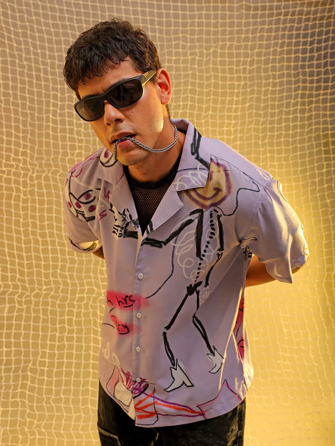 The Indian Garage Co Men Cuban Collar Graphic Printed Oversized Casual Shirt - Image 6