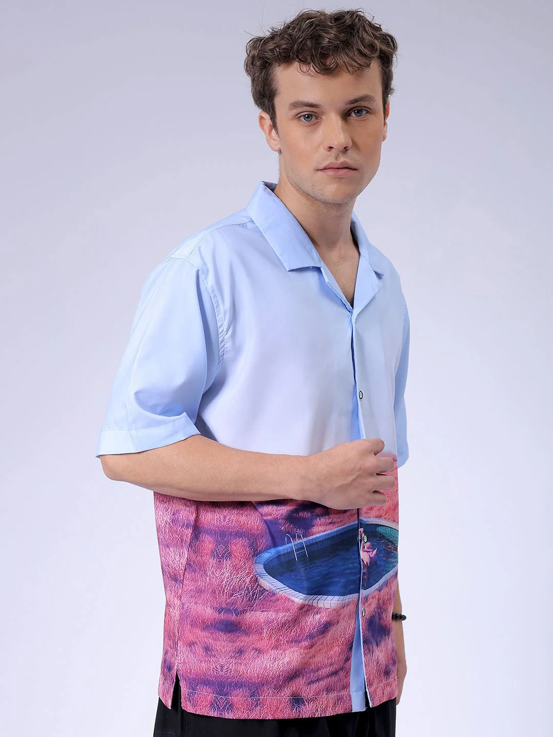 The Indian Garage Co Men Cuban Collar Graphic Printed Oversized Resortwear Shirt - Image 5