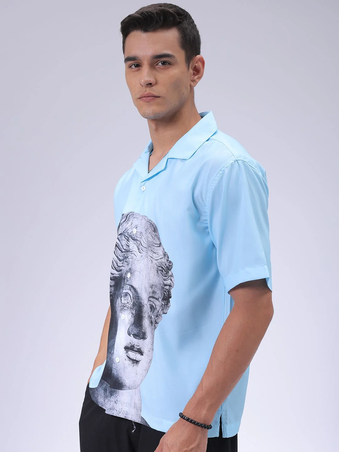 The Indian Garage Co Men Cuban Collar Graphic Printed Oversized Resortwear Shirt - Image 5