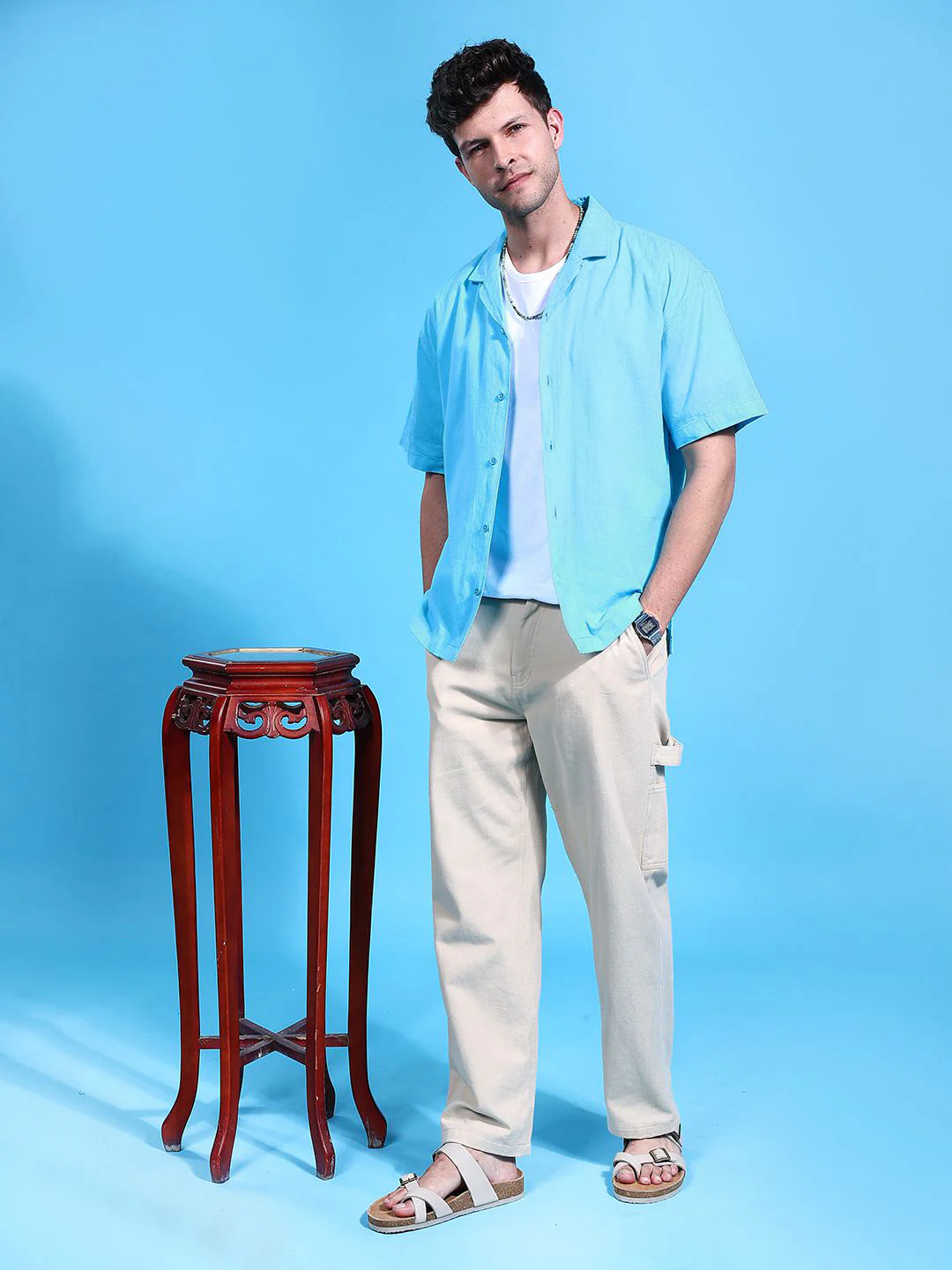 The Indian Garage Co Men Cuban Collar Relaxed Fit Pure Cotton Resortwear Shirt - Image 5