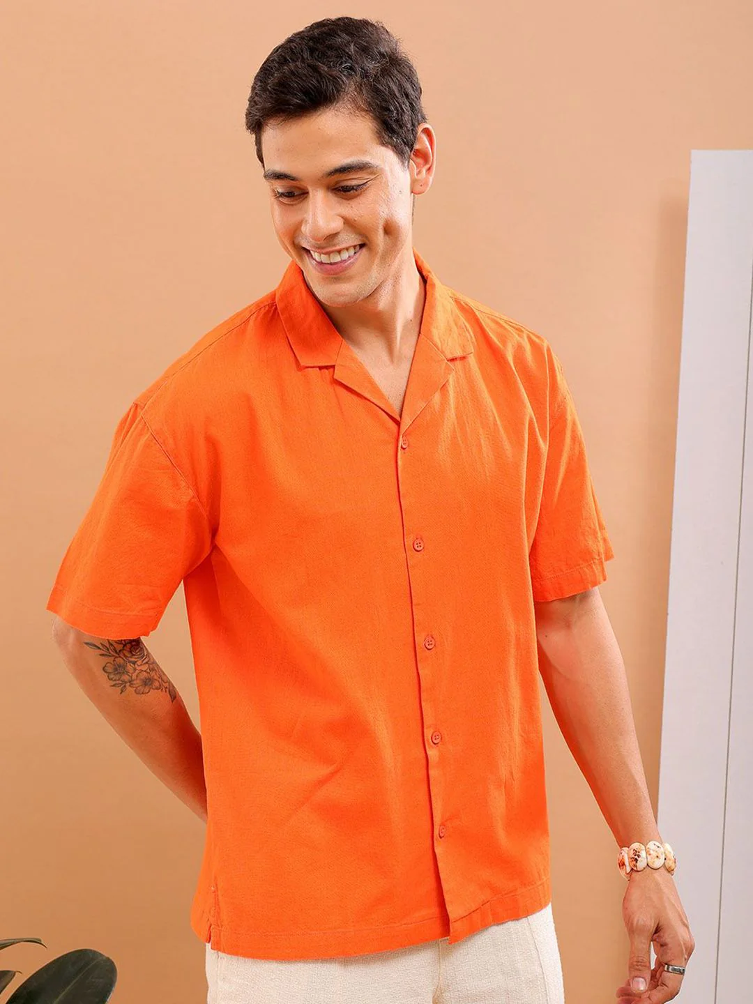 The Indian Garage Co Men Cuban Collar Relaxed Fit Pure Cotton Resortwear Shirt - Image 3