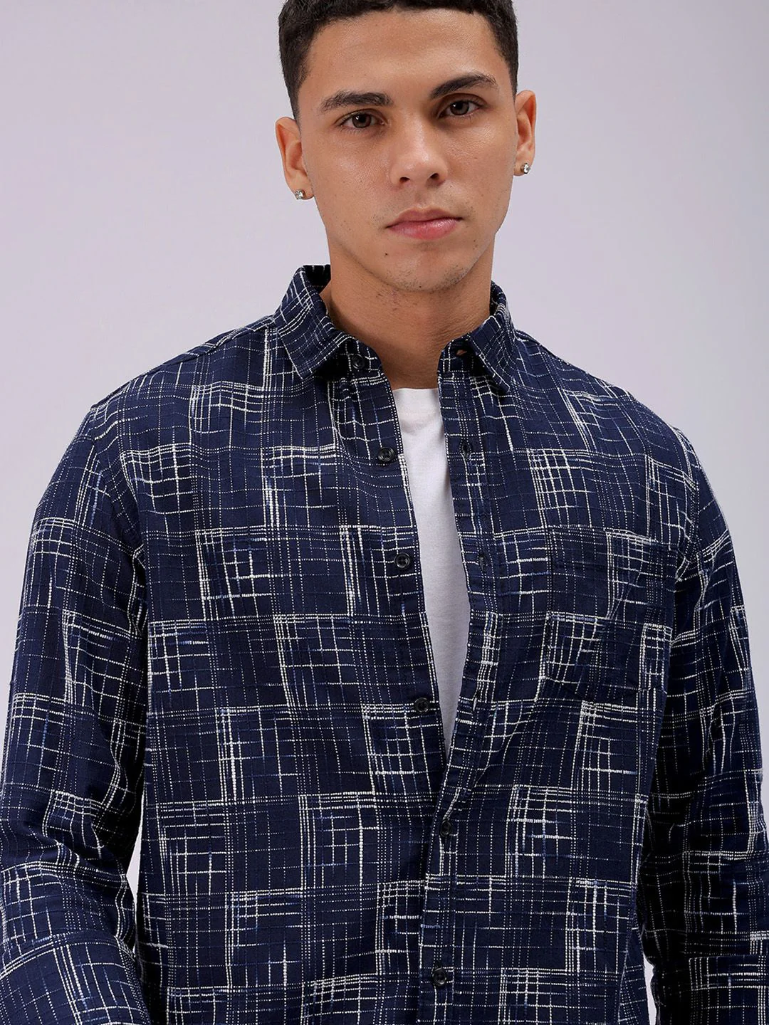 The Indian Garage Co Men Cutaway Collar Checked Cotton Slim Fit Casual Shirt