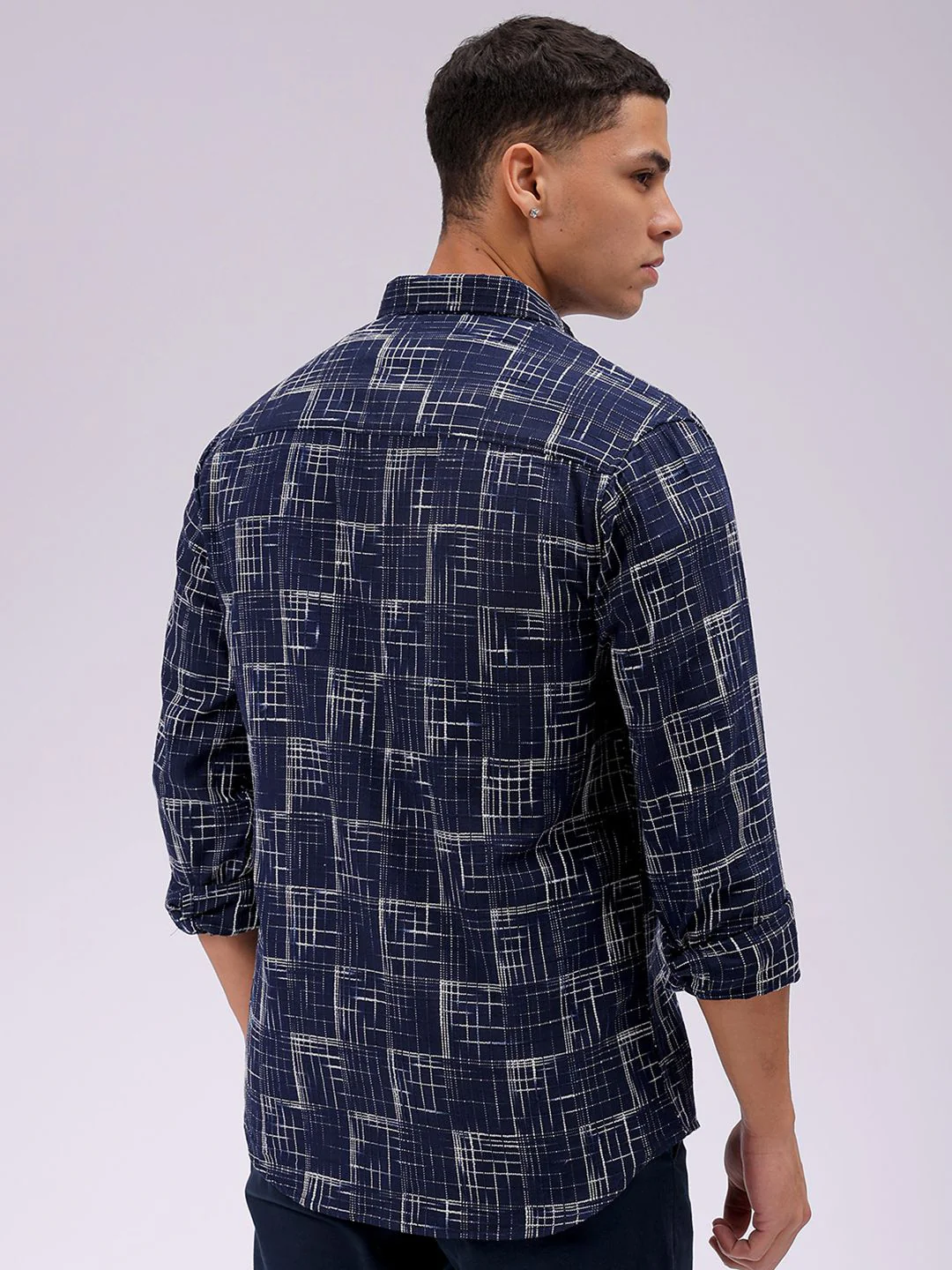 The Indian Garage Co Men Cutaway Collar Checked Cotton Slim Fit Casual Shirt - Image 4