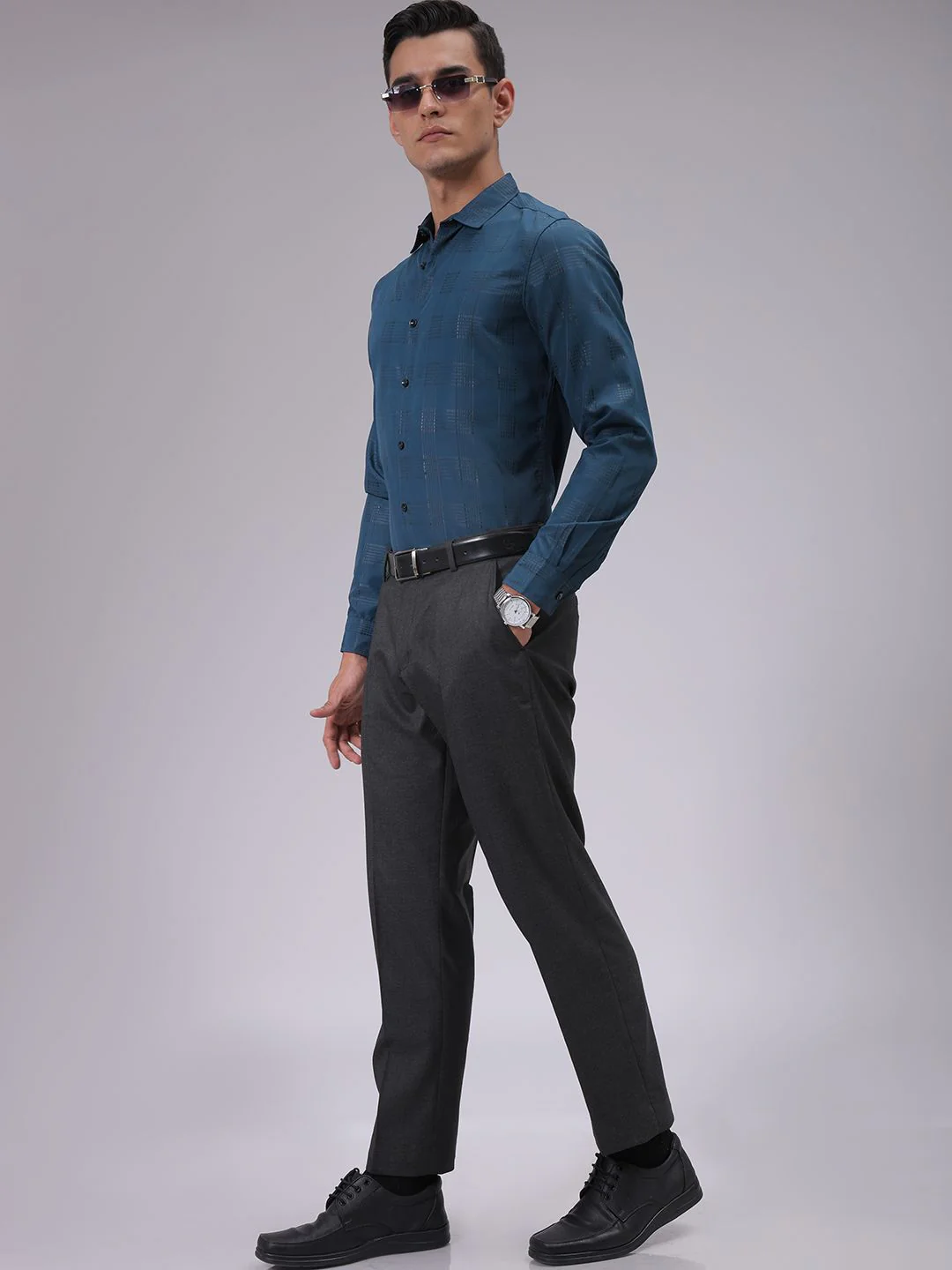The Indian Garage Co Men Cutaway Collar Checked Slim Fit Party Shirt - Image 6
