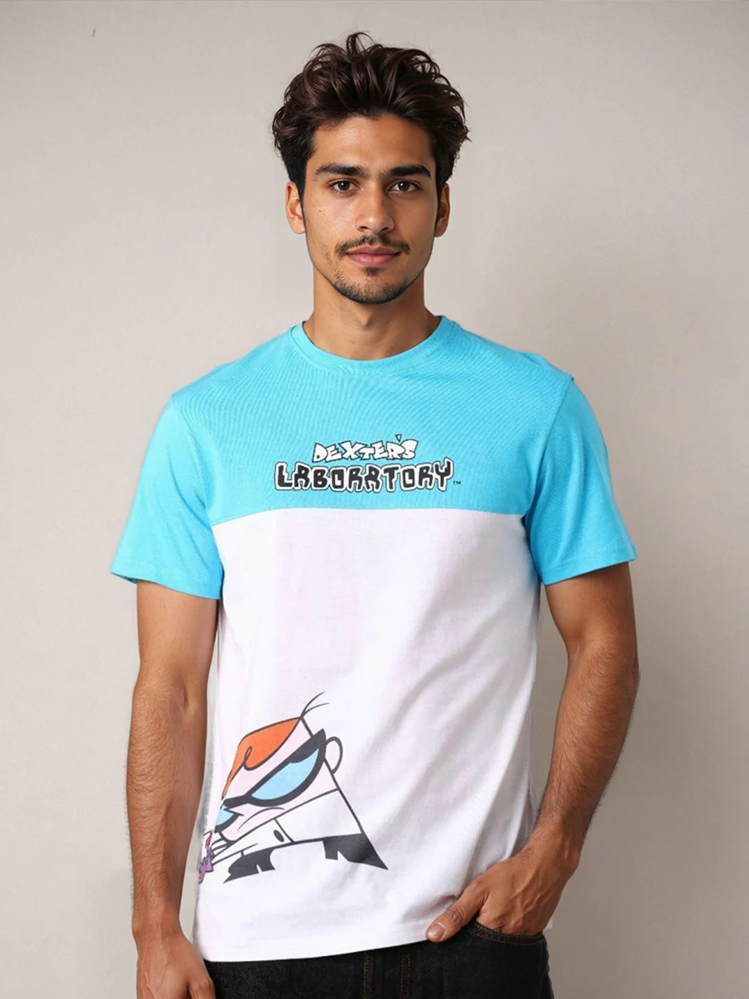 The Indian Garage Co Men Dexter Colourblocked Round Neck Cotton Slim Fit T-shirt - Image 2