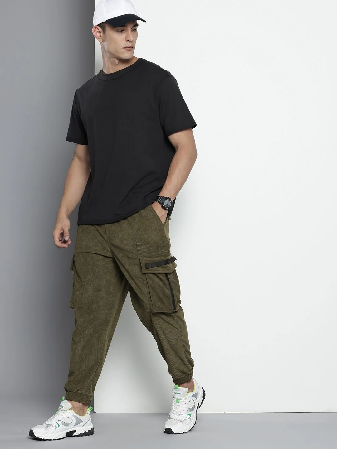 The Indian Garage Co. Men Drop Crotch Loose Fit Corduroy Joggers - Image 5