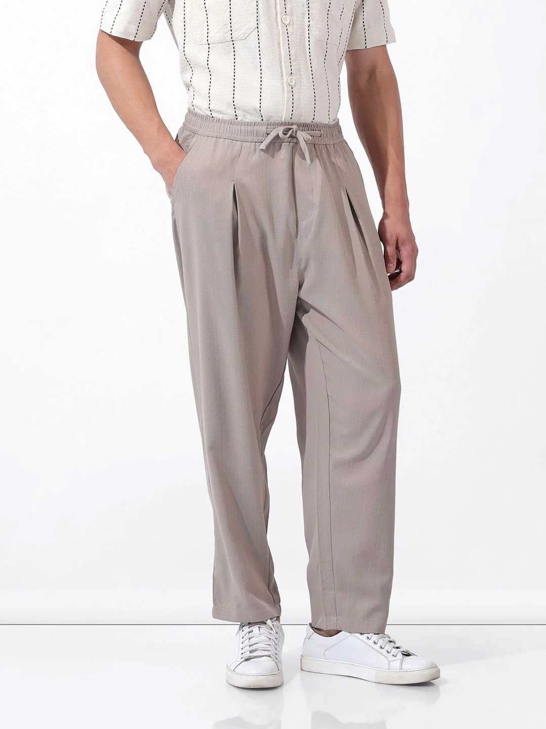 The Indian Garage Co Men Drop Crotch Loose Fit Harem Trousers - Image 2