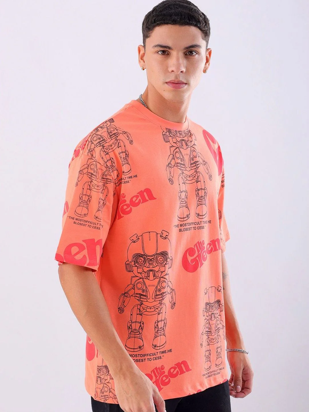 The Indian Garage Co Men Floral Printed Hooded Boxy Pure Cotton T-shirt - Image 3