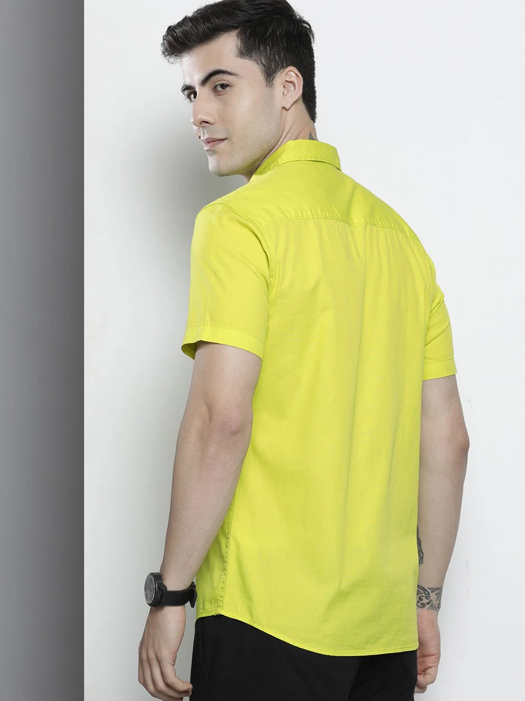 The Indian Garage Co Men Fluorescent Green Comfort Typography Printed Casual Shirt - Image 5