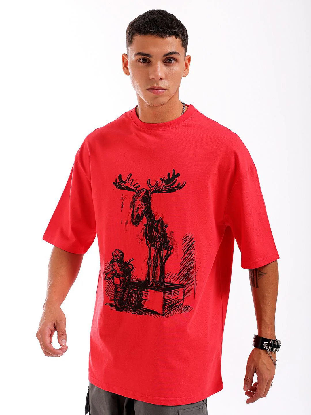 The Indian Garage Co Men Graphic Printed Oversized Round Neck T-shirt - Image 2