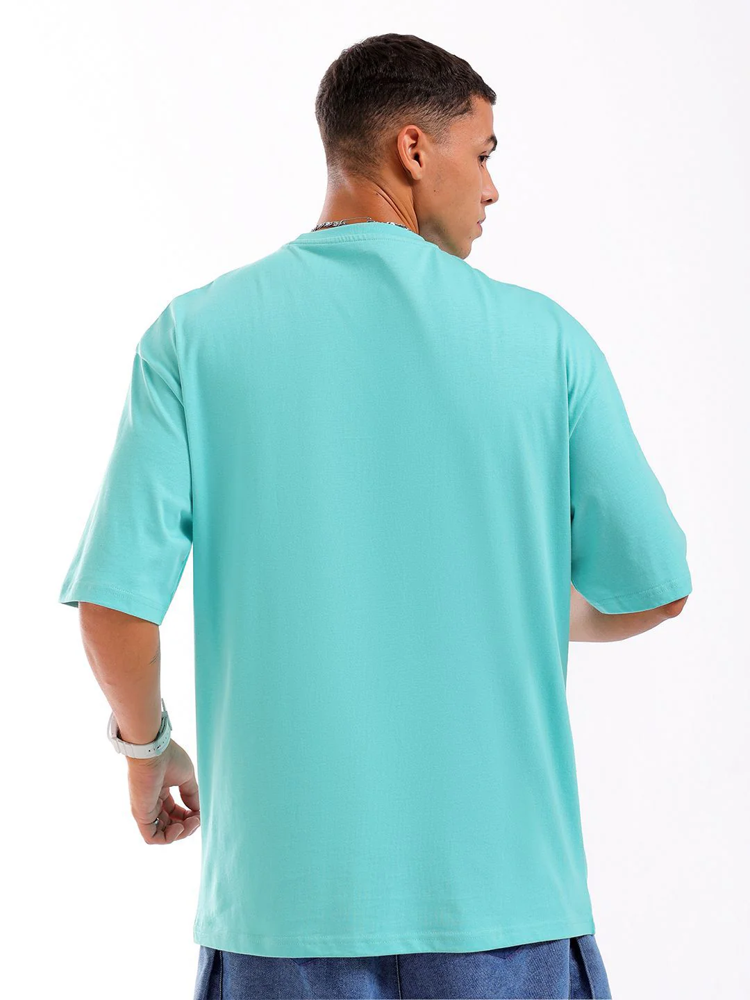 The Indian Garage Co Men Pure Cotton Graphic Printed Oversized Round Neck T-shirt - Image 4