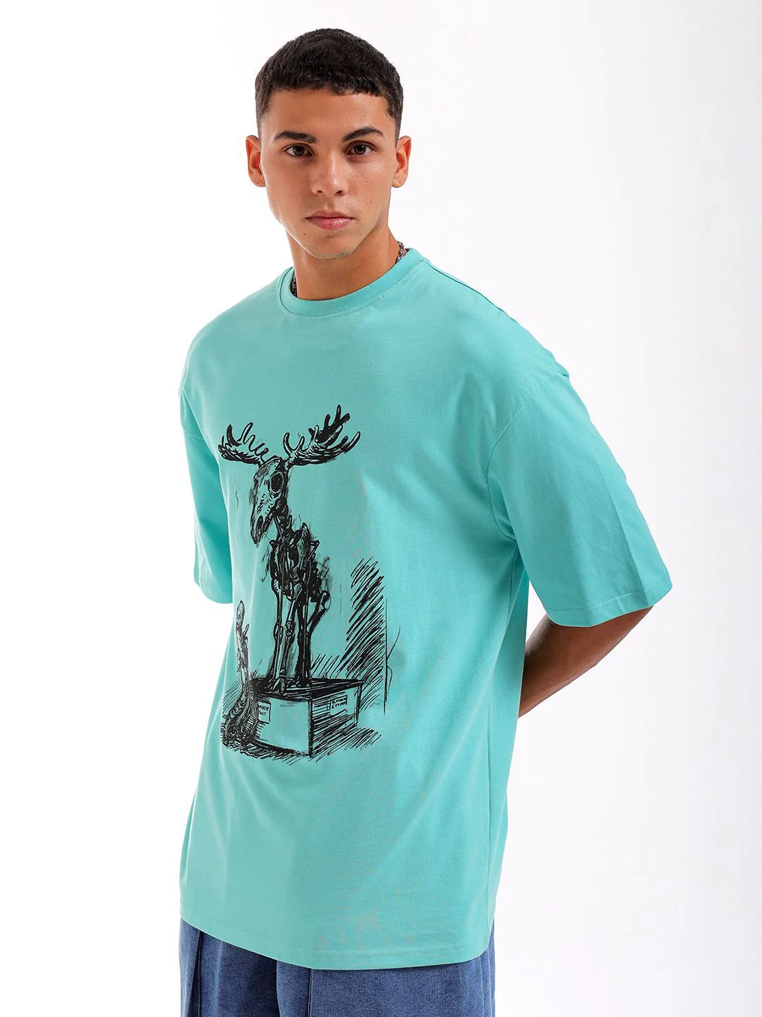 The Indian Garage Co Men Pure Cotton Graphic Printed Oversized Round Neck T-shirt - Image 5