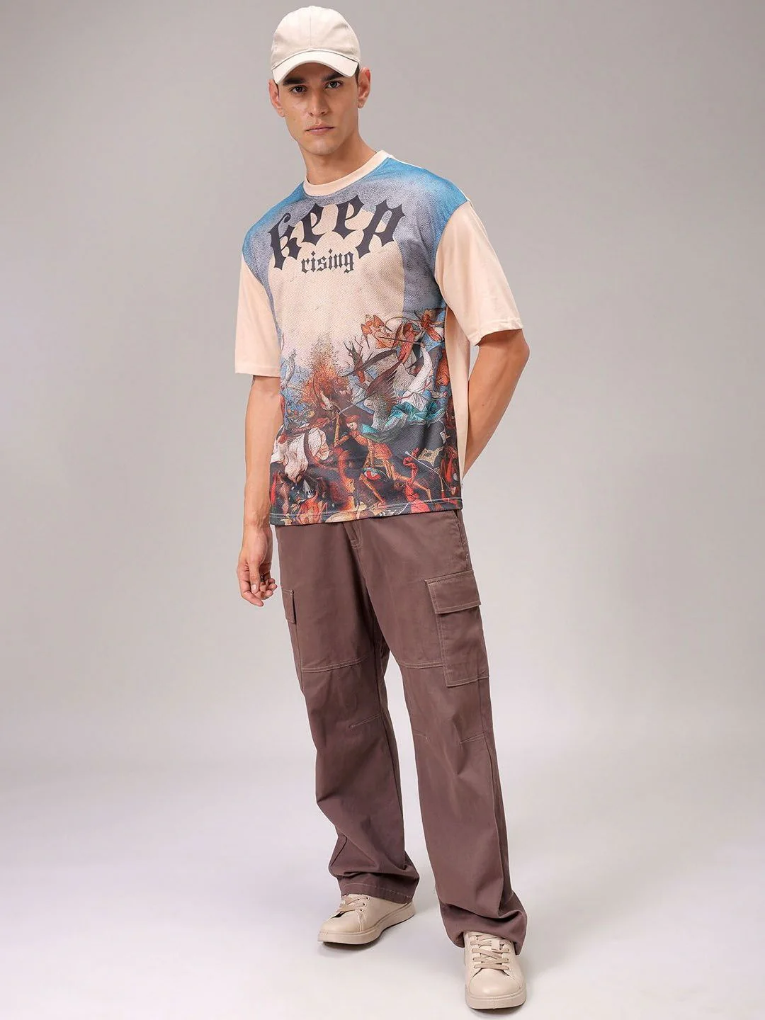 The Indian Garage Co Men Graphic Printed Round Neck Cotton Boxy T-shirt - Image 6