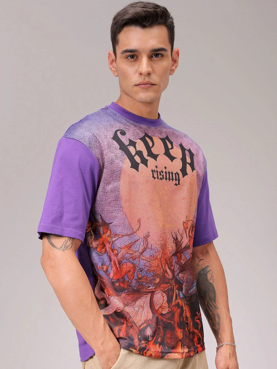 The Indian Garage Co Men Graphic Printed Round Neck Boxy T-shirt - Image 4