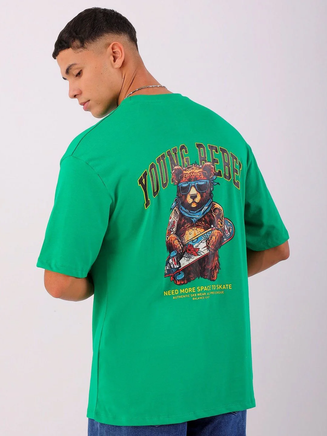 The Indian Garage Co Men Graphic Printed Round Neck Cotton Oversized T-shirt - Image 4