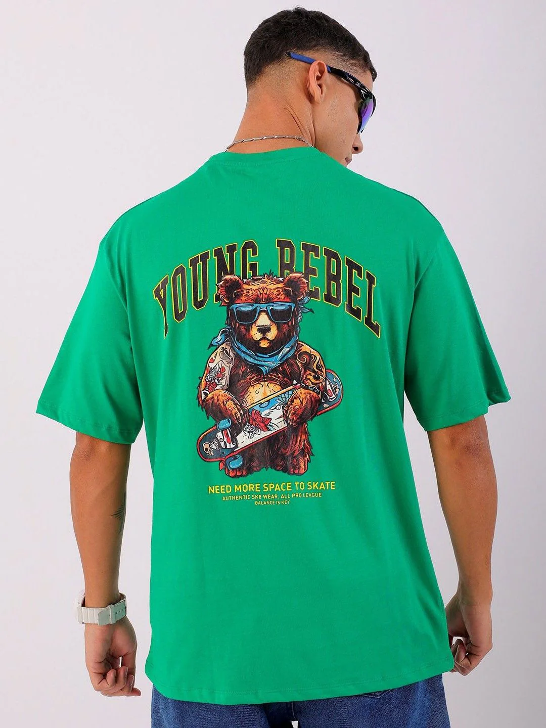The Indian Garage Co Men Graphic Printed Round Neck Cotton Oversized T-shirt - Image 5