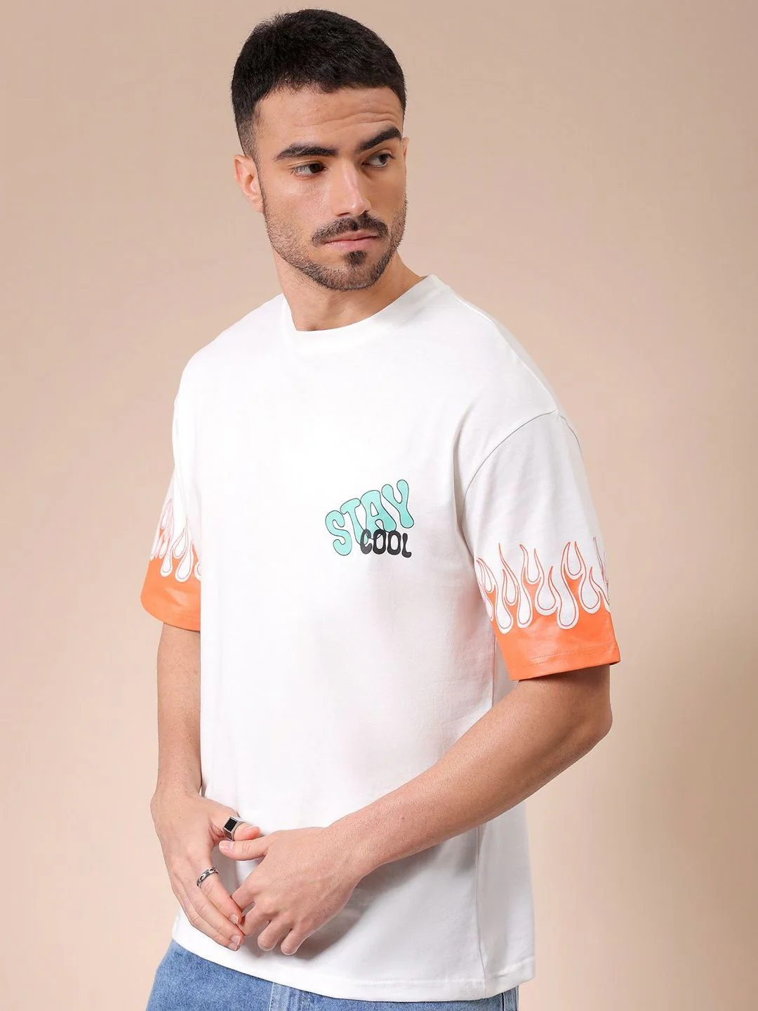 The Indian Garage Co Men Graphic Printed Round Neck Cotton Oversized T-shirt - Image 5