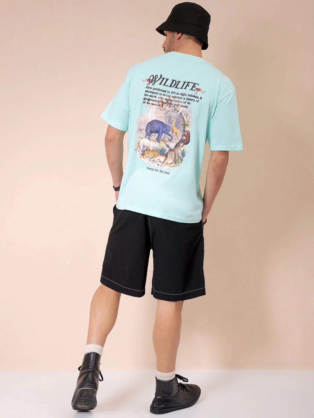 The Indian Garage Co Men Pure Cotton Graphic Printed Round Neck Cotton Oversized T-shirt - Image 6