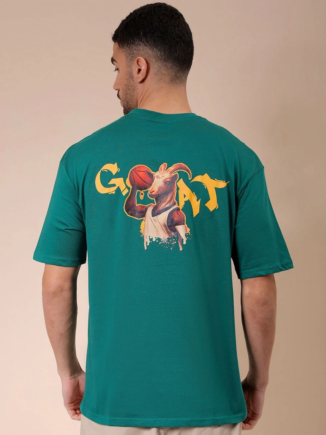 The Indian Garage Co Men Graphic Printed Round Neck Cotton Oversized T-shirt