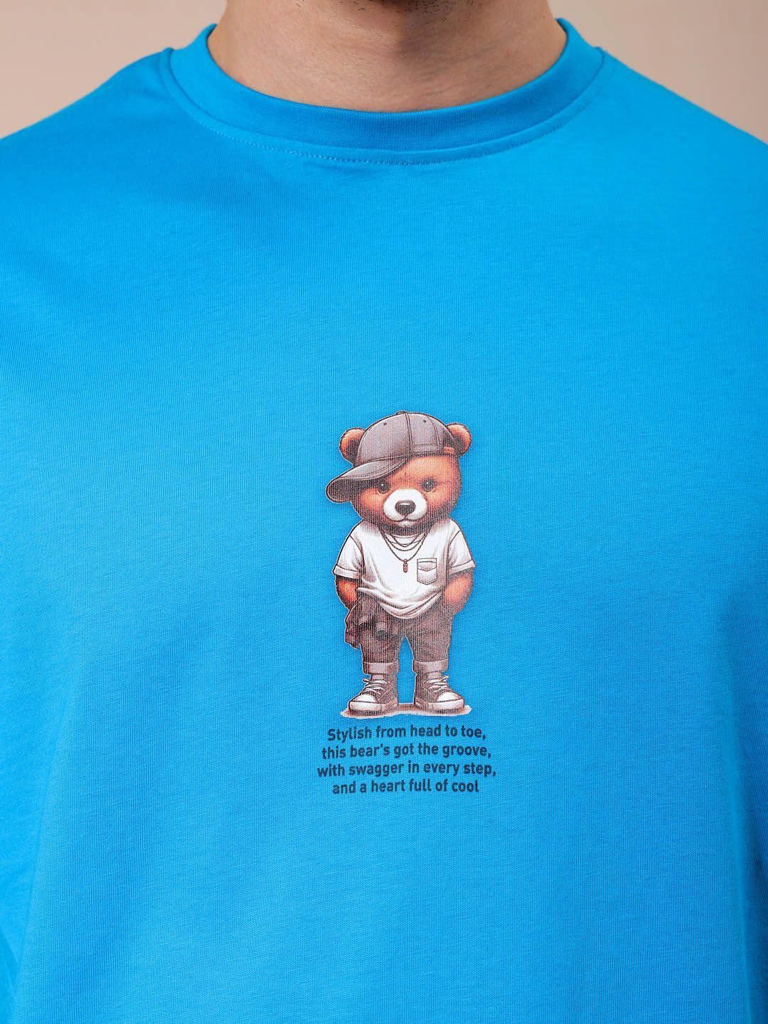 The Indian Garage Co Men Graphic Printed Round Neck Pure Cotton Oversized T-shirt - Image 2
