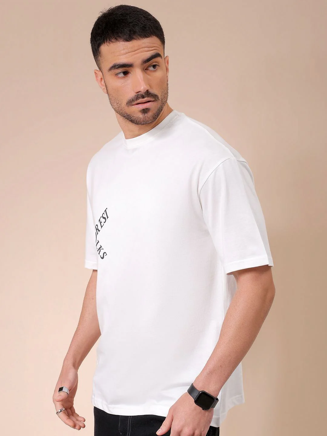 The Indian Garage Co Men Graphic Printed Round Neck Pure Cotton Oversized T-shirt - Image 3