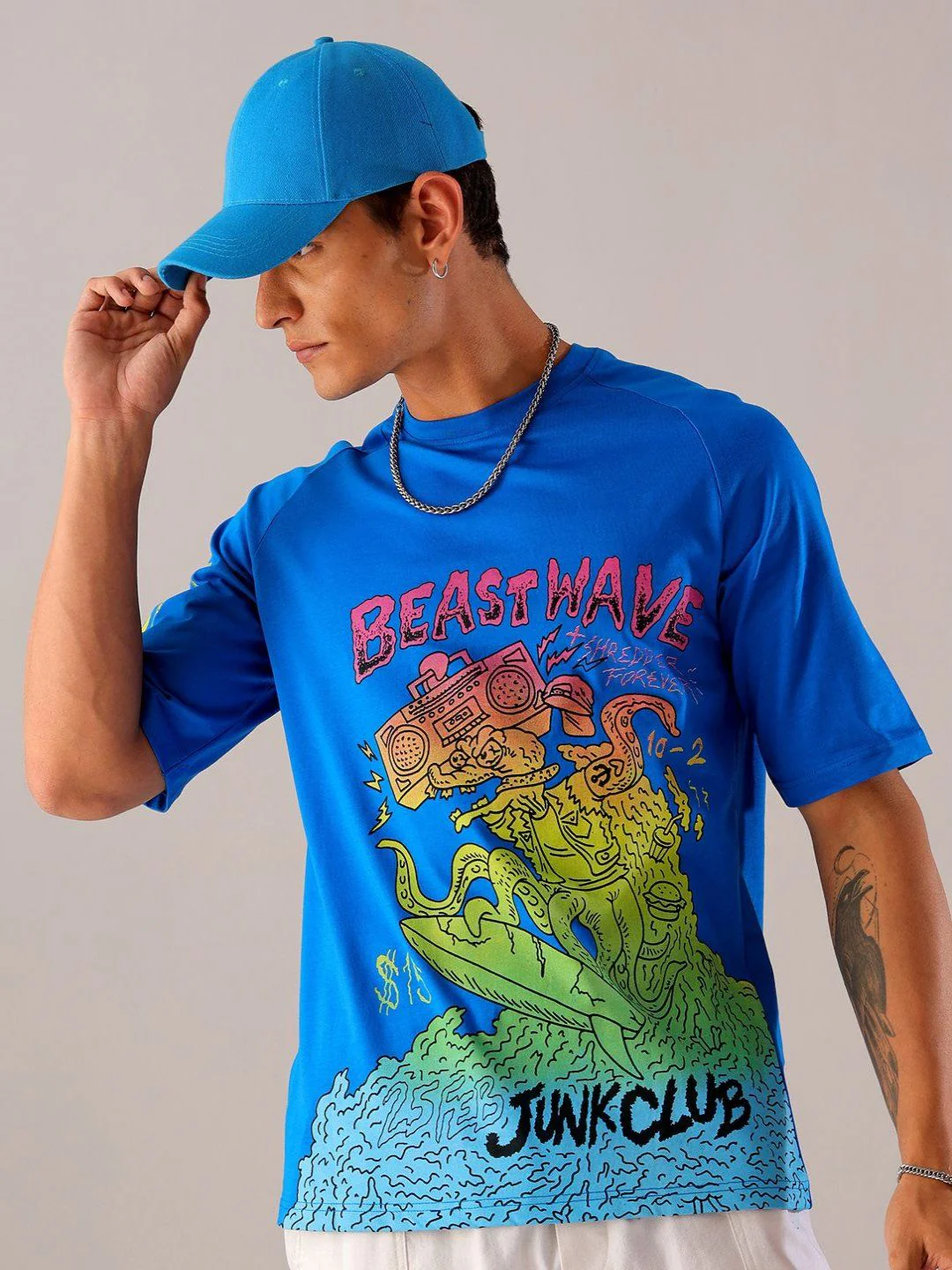 The Indian Garage Co Men Graphic Printed Round Neck Pure Cotton Relaxed Fit T-shirt - Image 3