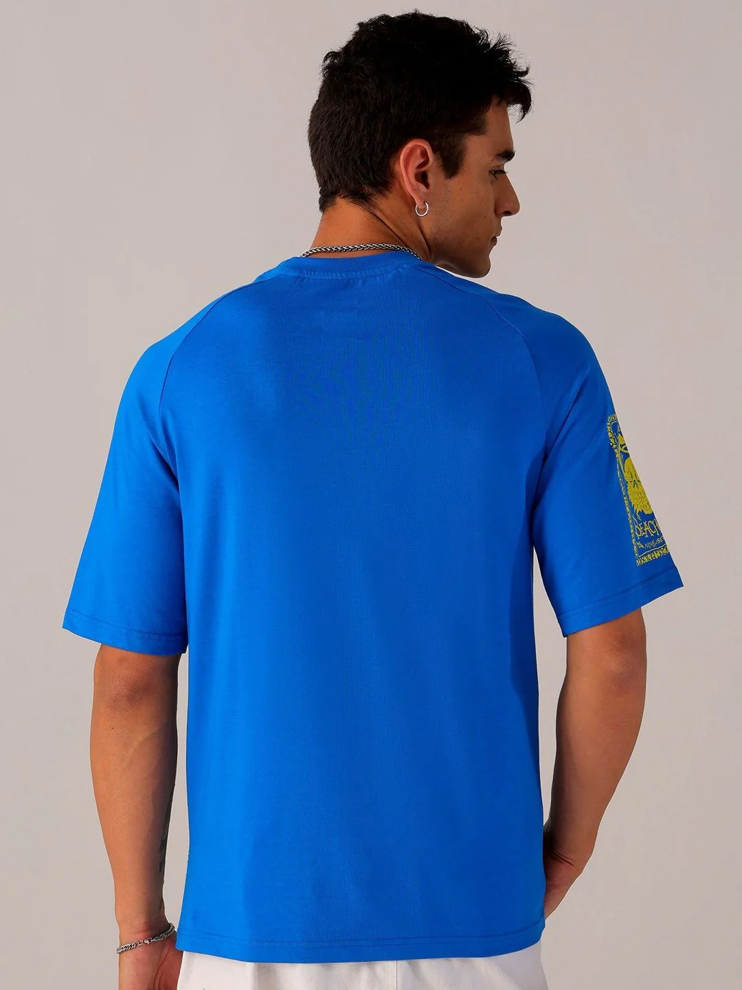 The Indian Garage Co Men Graphic Printed Round Neck Pure Cotton Relaxed Fit T-shirt - Image 4