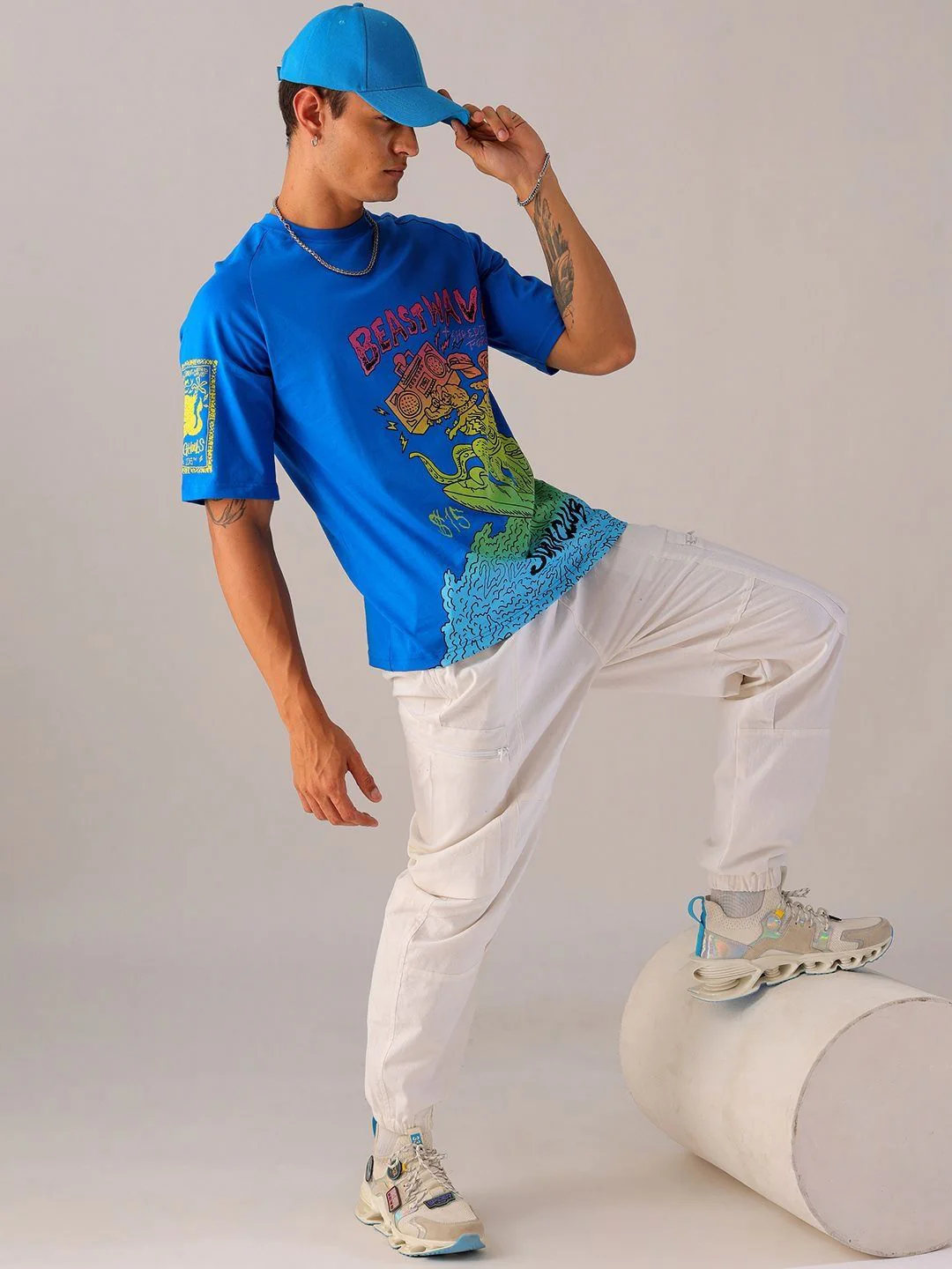 The Indian Garage Co Men Graphic Printed Round Neck Pure Cotton Relaxed Fit T-shirt - Image 6