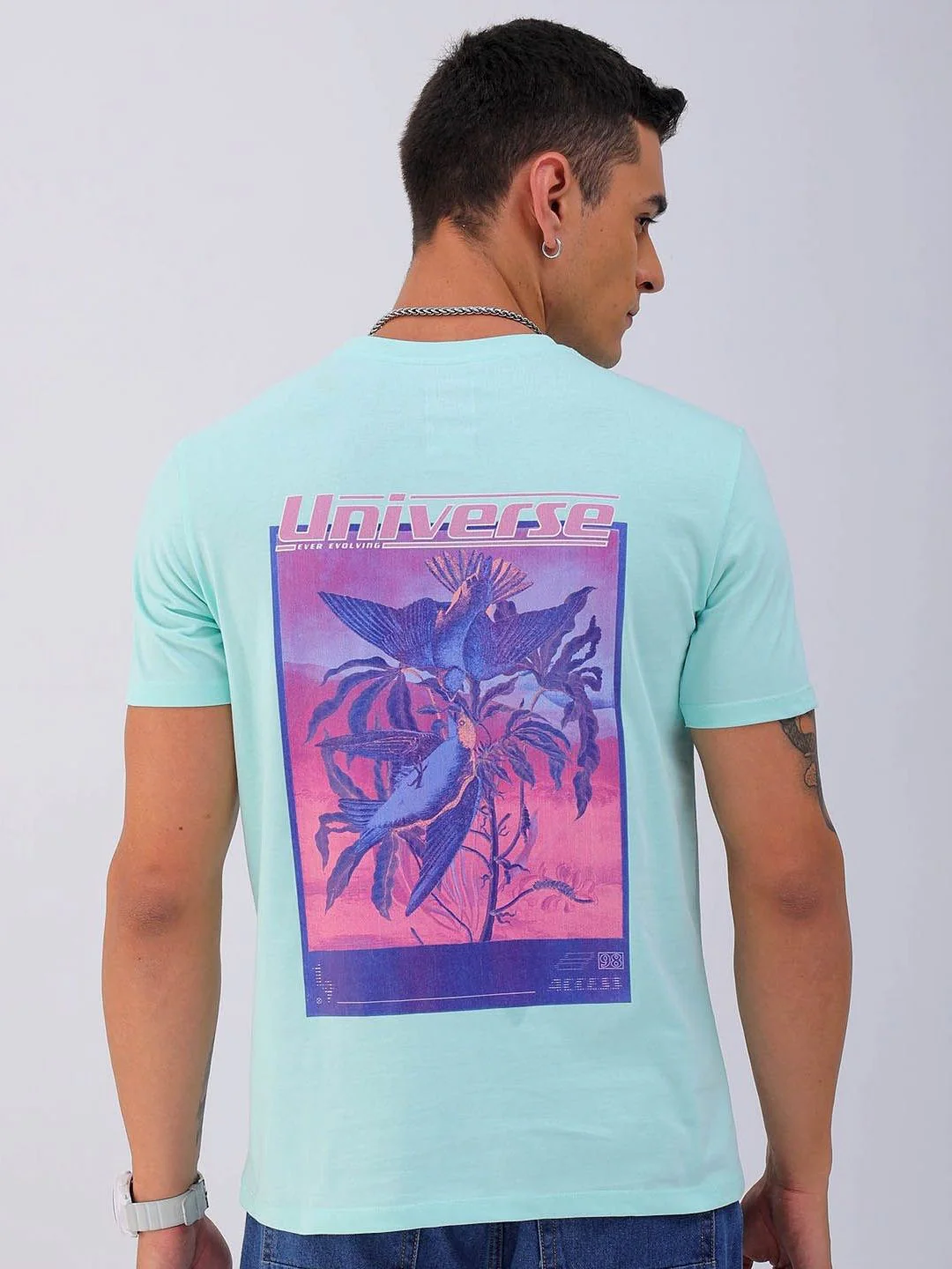 The Indian Garage Co Men Graphic Printed Round Neck Pure Cotton Slim Fit T-shirt - Image 4