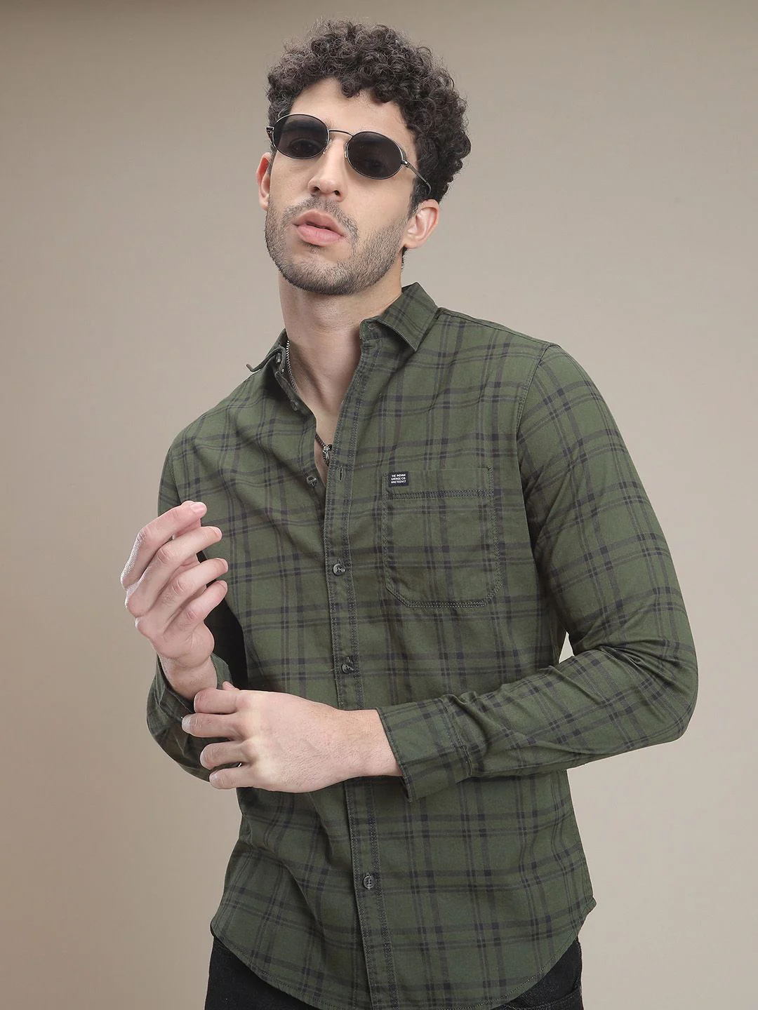 The Indian Garage Co Men Green & Black Slim Fit Checked Casual Shirt - Image 2