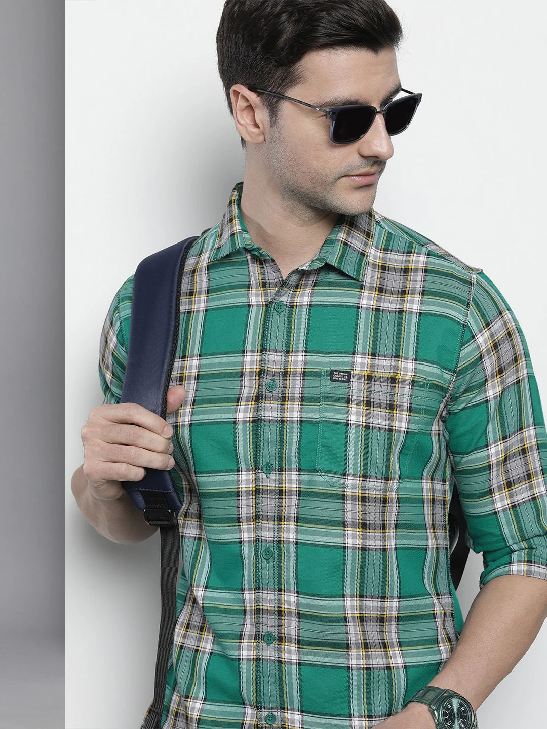 The Indian Garage Co Men Green Comfort Checked Casual Shirt